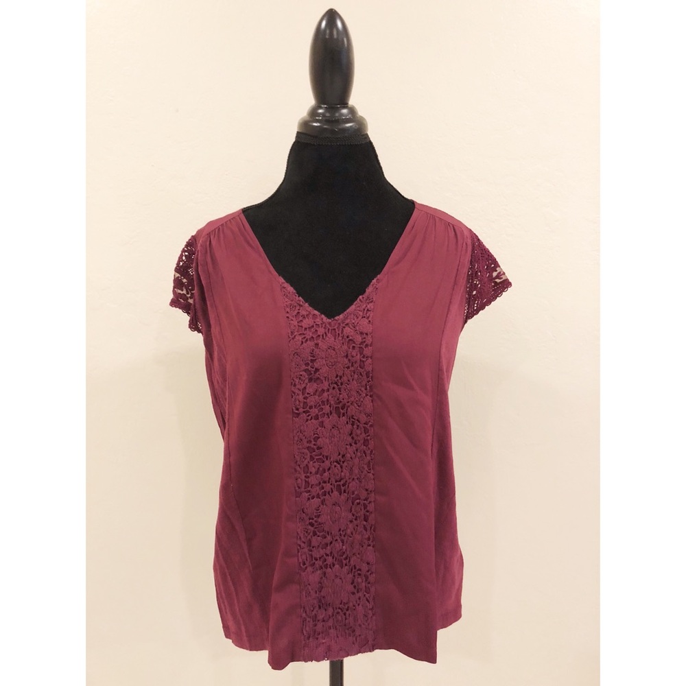 Anthropologie Meadow Rue Short Sleeve Lace Blouse